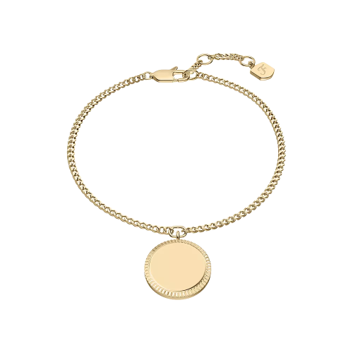 Fossil Ellis Ellis Kettenarmband aus Edelstahl goldfarben mit ID-Plakette JF04979710