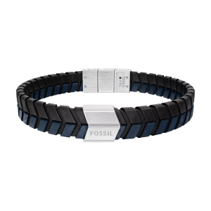 Fossil Geflochtenes Armband aus blauem und schwarzem Leder JF04985040