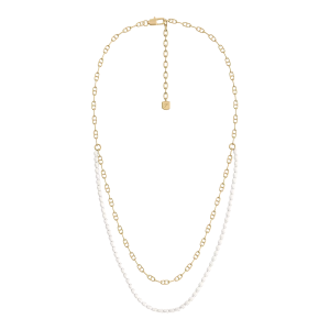 Fossil Heritage Heritage Pearl D-Link mehrreihige Halskette aus Metall goldfarben mit Perlen JA7321710