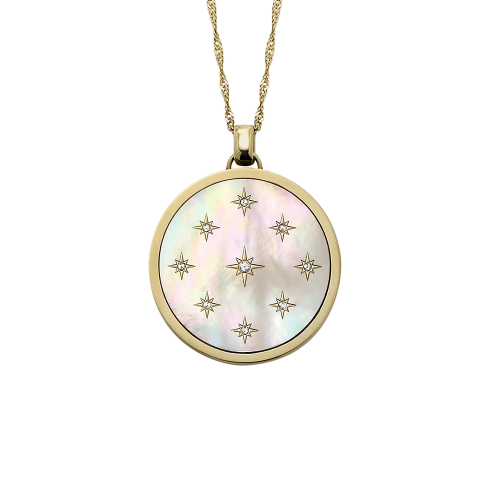 Fossil Kette Classic Mother-of-Pearl Anhänger Edelstahl goldfarben JF04864710