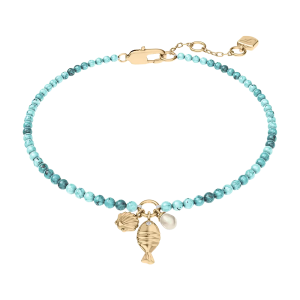 Fossil Sutton Sutton By The Sea Armband aus türkisblauen Acrylperlen mit Muscheln JA7319710