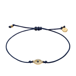 Fossil Sutton Sutton Mini Moments Armband aus goldfarbenem Metall mit Evil-Eye-Anhänger in Mitternachtsblau JA7312710