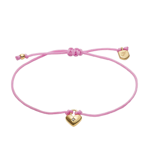 Fossil, Sutton, Sutton Mini Moments Armband aus goldfarbenem Metall mit Herzanhänger in Altrosa, JA7314710