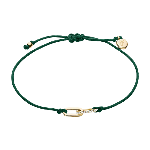 Fossil Sutton Sutton Mini Moments Armband aus goldfarbenem Metall mit Pavé-Link in Grün JA7311710