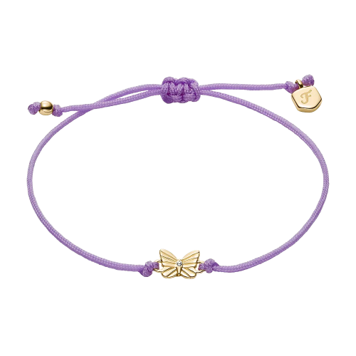 Fossil Sutton Sutton Mini Moments Armband aus goldfarbenem Metall mit Schmetterlingsanhänger in Lavendel JA7309710