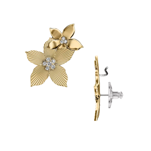 Fossil Sutton Sutton The Flower Collection Climber-Ohrringe aus Edelstahl goldfarben JF04972710