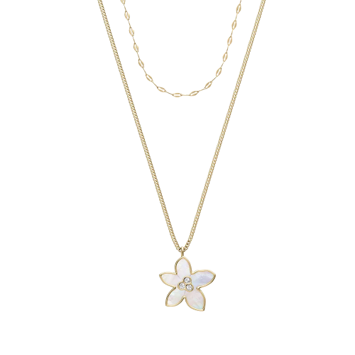 Fossil Sutton Sutton The Flower Collection mehrreihige Halskette mit Perlmutt JF04969710
