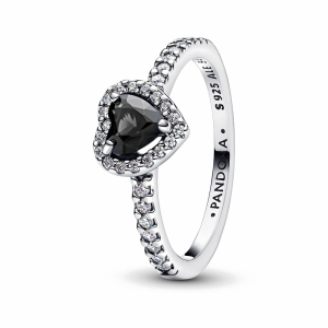Pandora Erhabenes schwarzes Herz Ring 198421C04