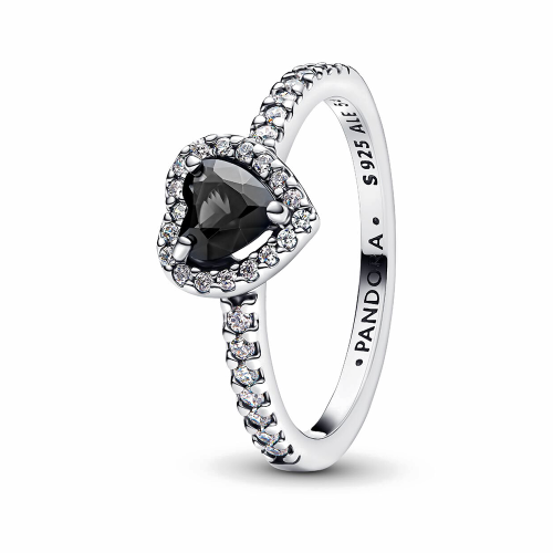 Pandora Erhabenes schwarzes Herz Ring 198421C04