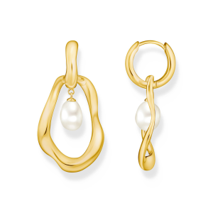 Thomas Sabo Creolen mit Perlen-Anhänger Natural Beauty vergoldet H2321-430-14
