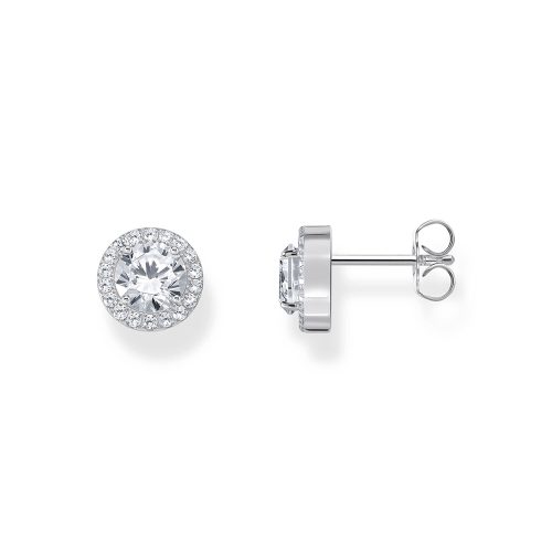 Thomas Sabo Essentials Halo-Ohrstecker mit weißem Stein im Brillantschliff Silber H2304-051-14