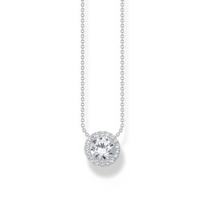 Thomas Sabo Essentials Kette mit Halo-Anhänger und weißen Steinen Silber KE2279-051-14