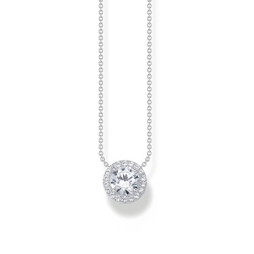 Thomas Sabo Essentials Kette mit Halo-Anhänger und weißen Steinen Silber KE2279-051-14