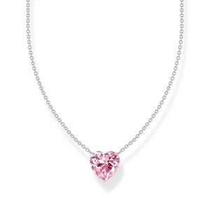 Thomas Sabo Essentials Kette mit pinkfarbenem Herz-Anhänger Silber KE2211-051-9