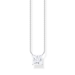 Thomas Sabo Essentials Kette mit quadratischem Stein-Anhänger in Weiß Silber KE2212-051-14