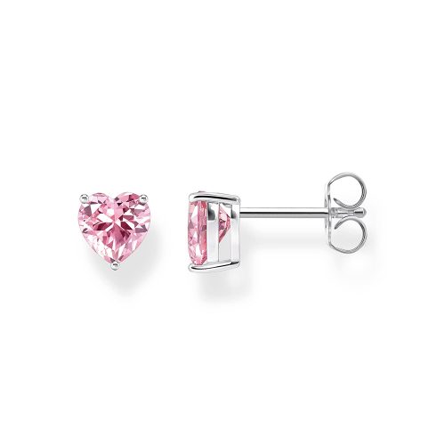 Thomas Sabo Essentials Ohrstecker mit pinkfarbenem Stein in Herzform Silber H2306-051-9