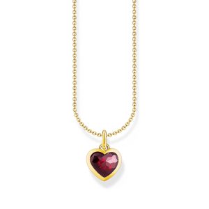Thomas Sabo True Romance Kette mit dunkelrotem Herz-Anhänger vergoldet KE2268-414-10
