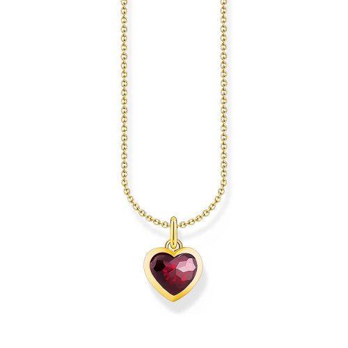 Thomas Sabo True Romance Kette mit dunkelrotem Herz-Anhänger vergoldet KE2268-414-10