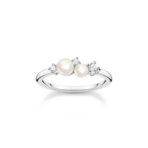 Thomas Sabo True Romance Ring Perlen mit weißen Steinen silber TR2368-167-14