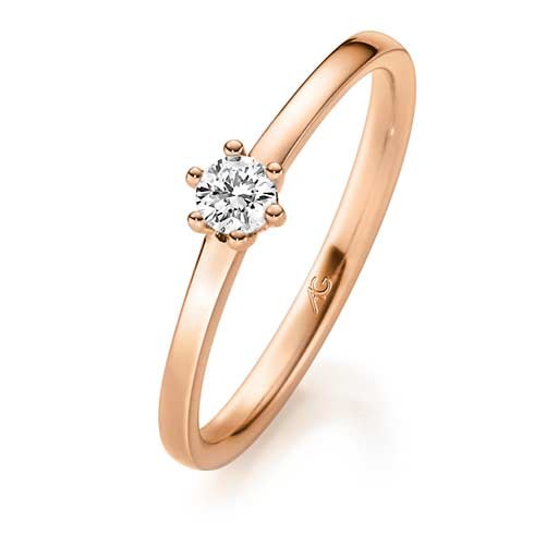 August Gerstner Solitärring in Roségold mit Brillant